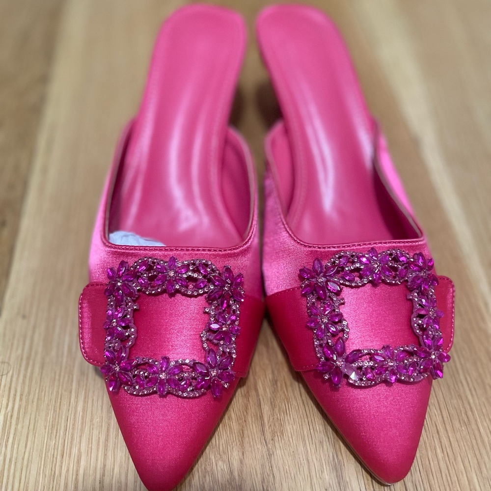 Amazon Elegant Pink Satin Women's Mules